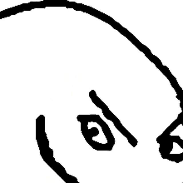a black and white drawing of a person 's face with a circle around it .
