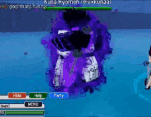 a screenshot of a video game with a purple background and the words `` god thats funny '' on it .