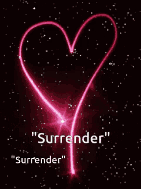 a pink heart with the words " surrender " on it