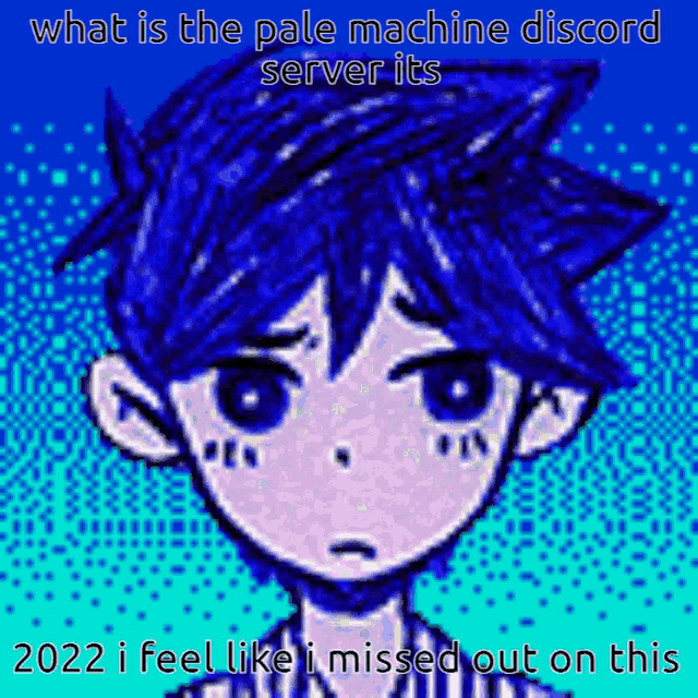 a cartoon of a boy with blue hair and the words what is the pale machine discord server its