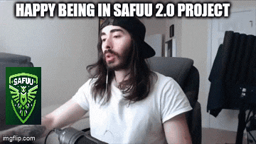 a man with long hair is sitting in front of a microphone with the words happy being in safuu 2.0 project