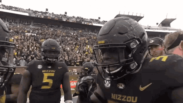 a football player wearing a mizzou uniform stands on the field