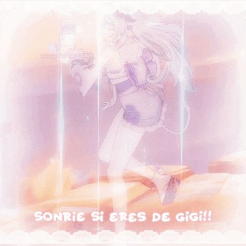 a picture of a girl with the words sonrie si eres de gigi written below her