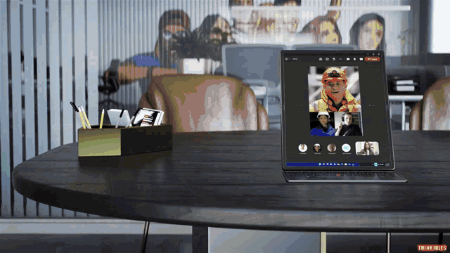 a laptop with a picture of a man on it