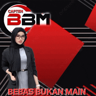 a woman wearing a hijab and glasses stands in front of a logo for capten bbm