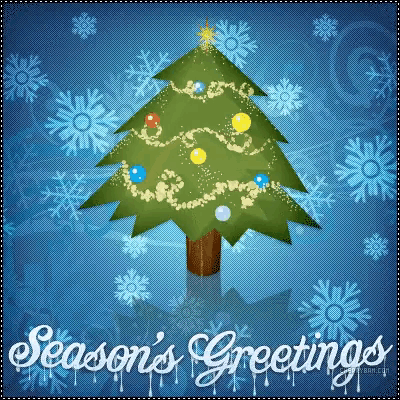 a christmas tree with the words season 's greetings below it
