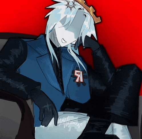 a drawing of a man with a crown and a badge that says ' я ' on it