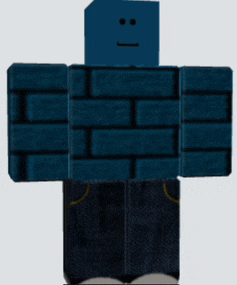 a blue brick man with a smiley face on his head
