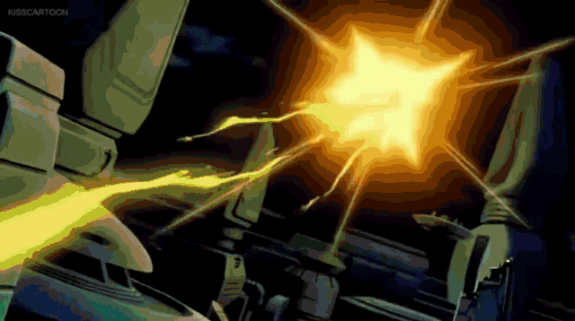 a cartoon of a robot shooting a beam of light
