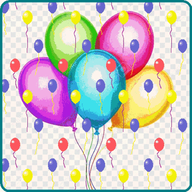 a bunch of colorful balloons floating in the air on a transparent background
