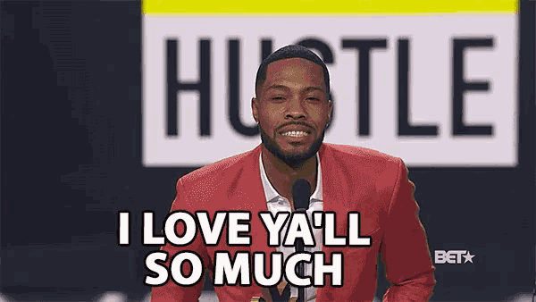 a man in a red suit says i love ya ll so much