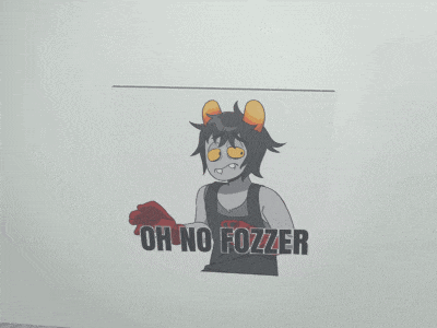 a poster on a wall that says ' omg fozzer wat ' on it