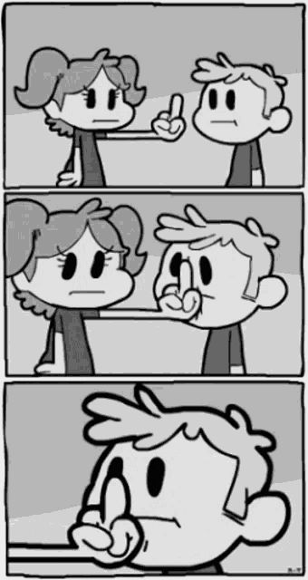a cartoon of a boy and a girl talking to each other