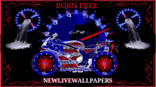 a picture of a motorcycle with the words born free on it