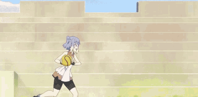 a girl with blue hair and black gloves is making a face .