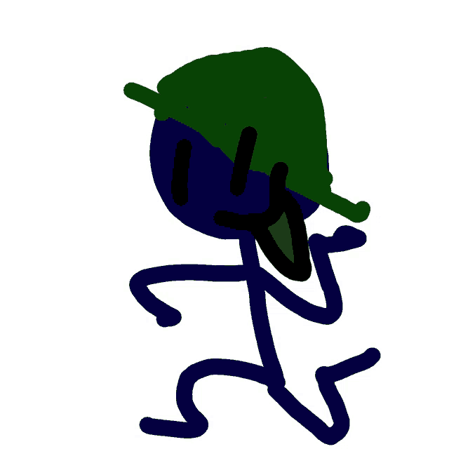 a drawing of a stick figure wearing a hat