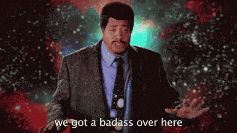 a man in a suit and tie says we got a badass over here .