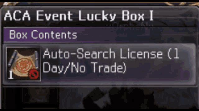 aca event lucky box 1 box contents auto-search license 1 day / no trade