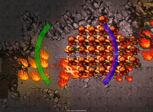 a screenshot of a video game with a message that says " you are exhausted "