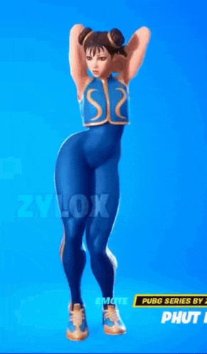 a woman in a blue outfit is dancing in a video game .
