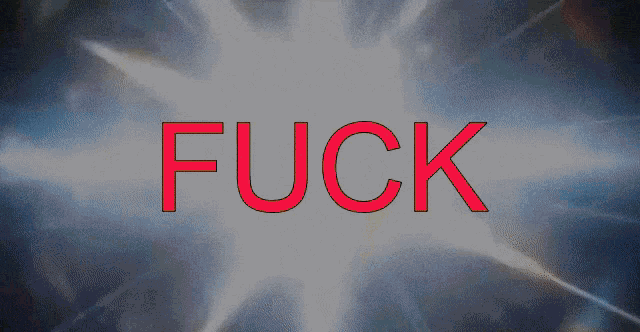 the word fuck is written in red on a dark background