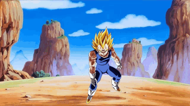 a cartoon of vegeta from dragon ball z standing in a desert
