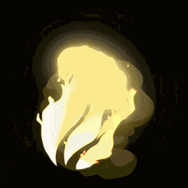 a cartoon drawing of a flame with a dark background