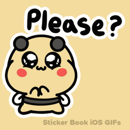 a sticker that says please on it with a bear on it