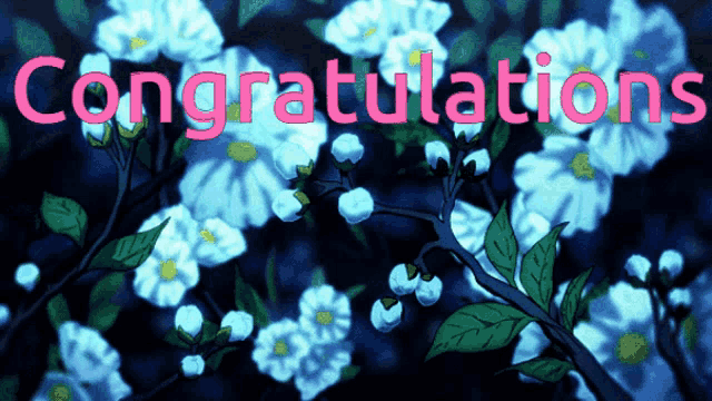 the word congratulations is on a blue background