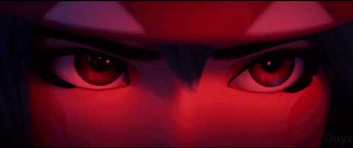 a close up of a cartoon character 's eyes with the word onyx at the bottom