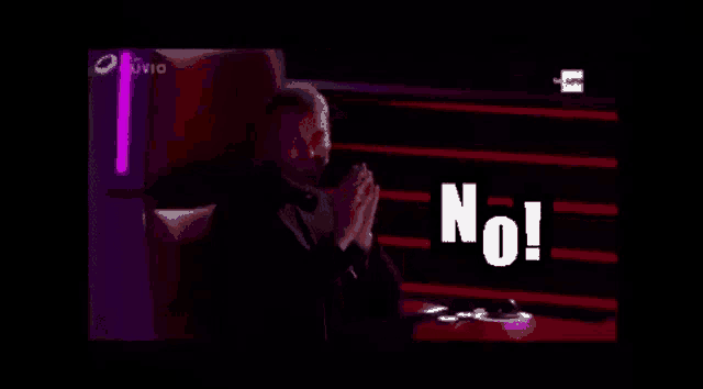 a purple and black background with the word no in the middle