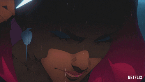 a cartoon of a woman with glowing eyes and the words the real one on the bottom