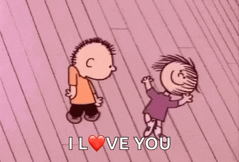 a cartoon of a boy and a girl dancing on a pink floor .