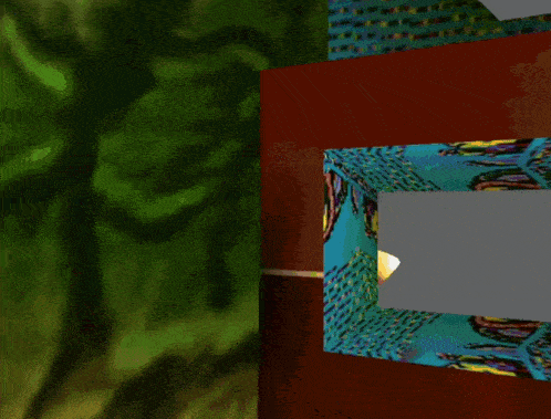a cartoon squirrel in a blue shirt is jumping in front of a sign that says ' nintendo ' on it