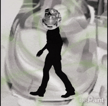 a silhouette of a person walking with ibis paint on the bottom right