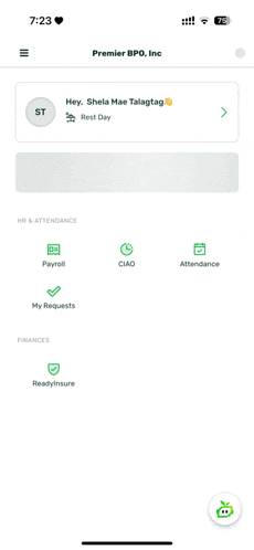 a screenshot of the premier bpo inc app on a cell phone