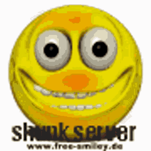 a yellow smiley face with big eyes is smiling and says shank server on the bottom .