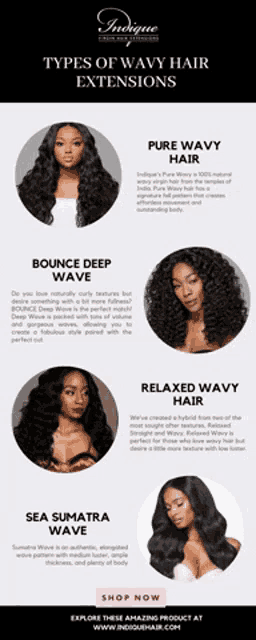 types of wavy hair extensions bounce deep wave relaxed wavy hair sea sumatra wave and pure wavy hair