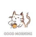 a cartoon cat is holding a cup of coffee and smoking .