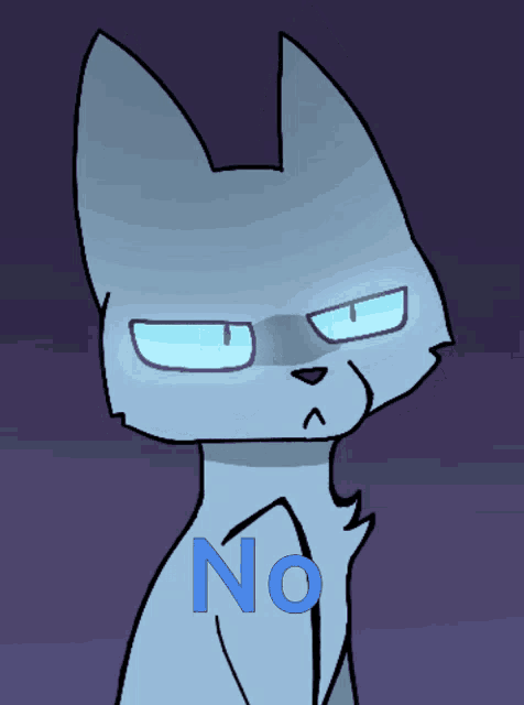 a cartoon drawing of a cat with the word no on it