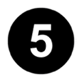 a black circle with the number five inside of it .