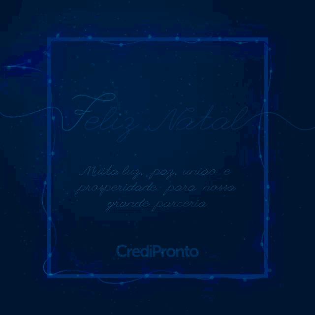 a christmas greeting card from credit pronto with blue lights