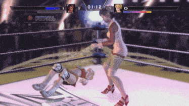 two women are fighting in a video game with the time being 1:12
