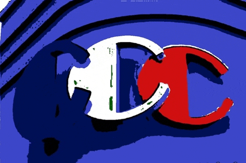 a blue background with a white and red champion logo on it