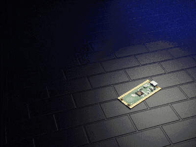 a green and gold motherboard sits on a black tiled floor