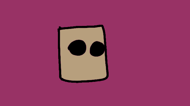 a cartoon drawing of a person with a bag on their face