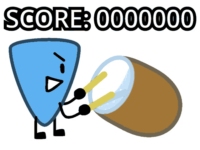 a cartoon drawing of a shield and a drum with the score of 000000
