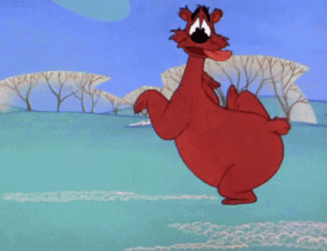 a cartoon bear is dancing in a field