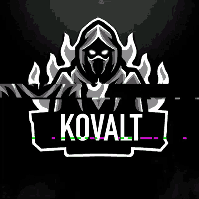 a logo with a hooded figure and the word kovalt on it