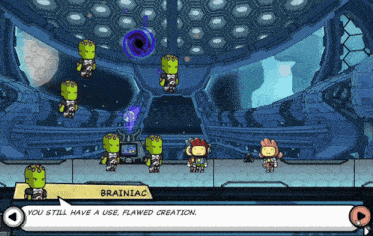 a video game with brainiac saying you still have a use flawed creation at the bottom
